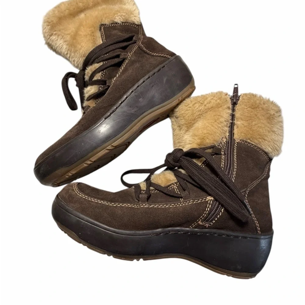 Naturalizer Brown Leather and Faux Fur-Lined Women's Snow Boots Sz 9.5